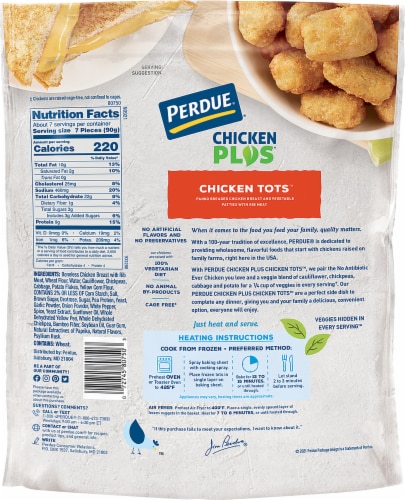 Perdue Chicken Plus Frozen Fully Cooked Panko Breaded Chicken Tots Perspective: left