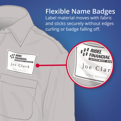 Avery flexible adhesive name badge labels 3 38 x 2 33 white 160