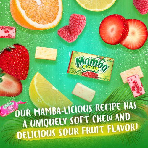 Mamba® Sour Fruit Chews Chewy Candy Stick Pack Perspective: left