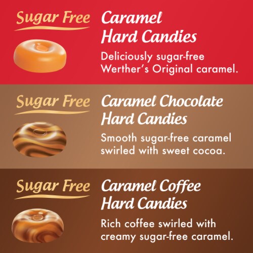 Werther's Original Hard Sugar Free Assorted Flavors, Caramel Candy Perspective: left