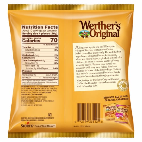 Werthers Original Hard Carmel Coffee Candy Perspective: left