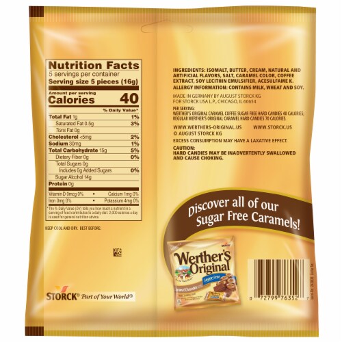 Werthers Original Hard Sugar Free Caramel Coffee Candy Perspective: left