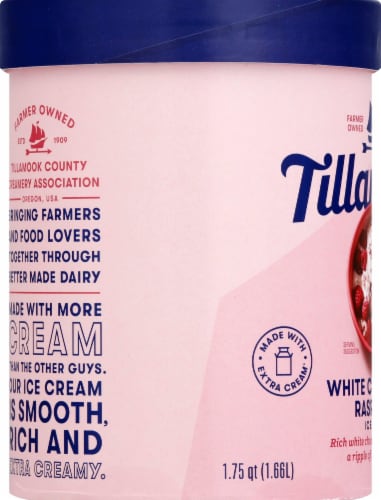 Tillamook White Chocolate Raspberry Ice Cream Perspective: left