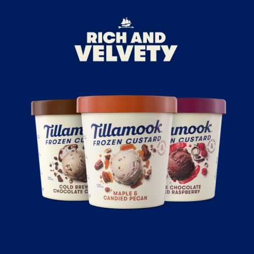 Tillamook Dark Chocolate & Red Raspberry Ice Cream Pint Perspective: left
