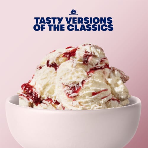 Tillamook White Chocolate Raspberry Ice Cream Tub Perspective: left