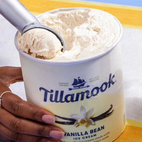 Tillamook Vanilla Bean Ice Cream Tub Perspective: left