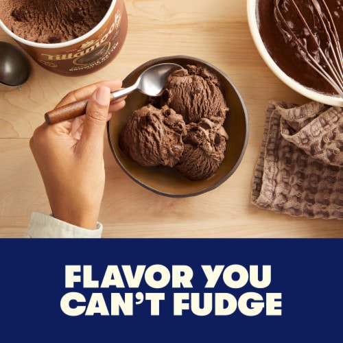 Tillamook Chocolate Collection Brownie Batter Ice Cream Tub Perspective: left