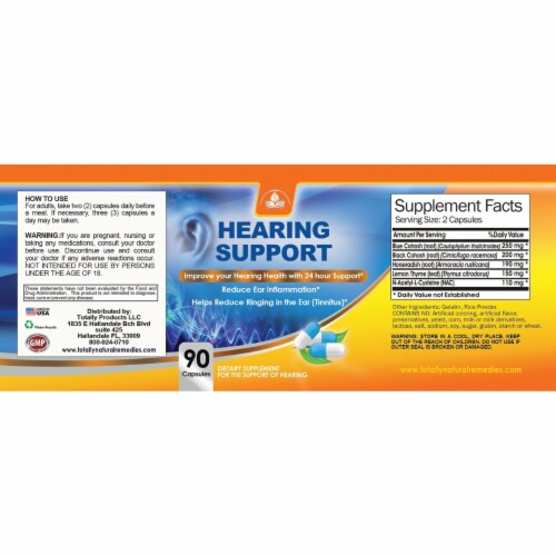 Totally Products Advanced Hearing Support 90 Capsules Tinnitus Relief Formula 90 Capsules Perspective: left