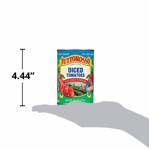 Tuttorosso® Basil Garlic & Oregano Diced Tomoto Can Perspective: left