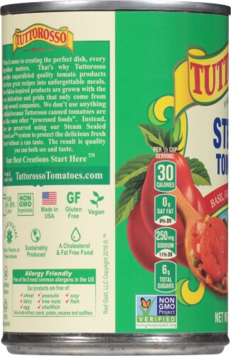Tuttorosso® Basil Garlic & Oregano Stewed Tomatoes Perspective: left