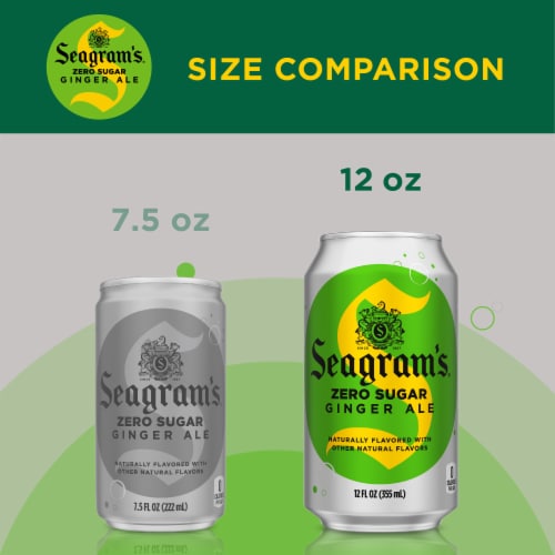 Seagram's® Ginger Ale Caffeine Free Zero Sugar Soda Cans Perspective: left