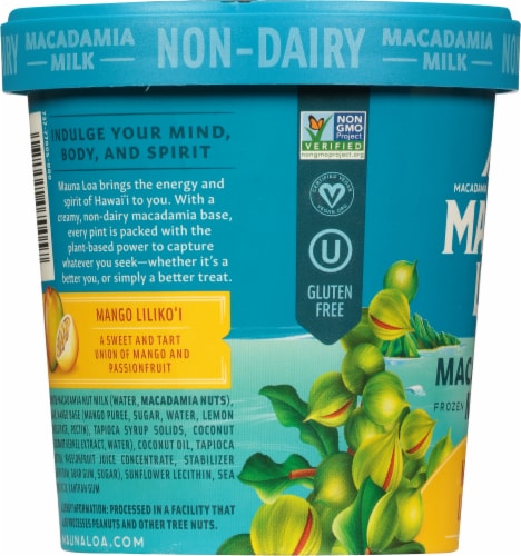 Mauna Loa Macadamia Milk Mango Liliko’i Dairy Free Frozen Dessert Perspective: left