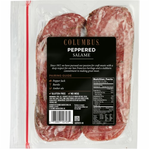 Columbus® Sliced Peppered Salame Perspective: left