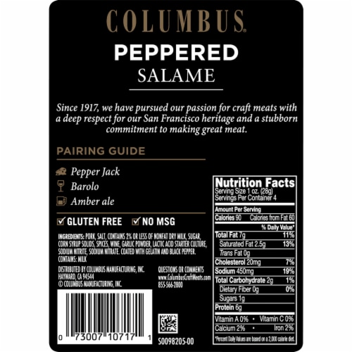 Columbus® Sliced Peppered Salame Perspective: left