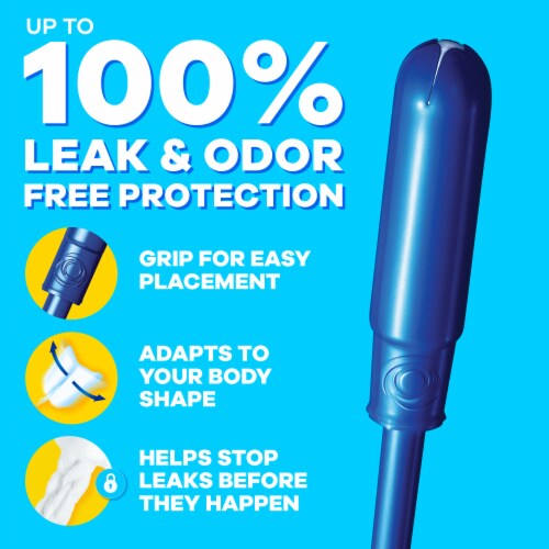 Tampax Pearl LeakGuard Protection Tampons Super Absorbency Unscented Perspective: left