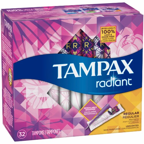 Tampax Radiant Regular Unscented Tampons Perspective: left