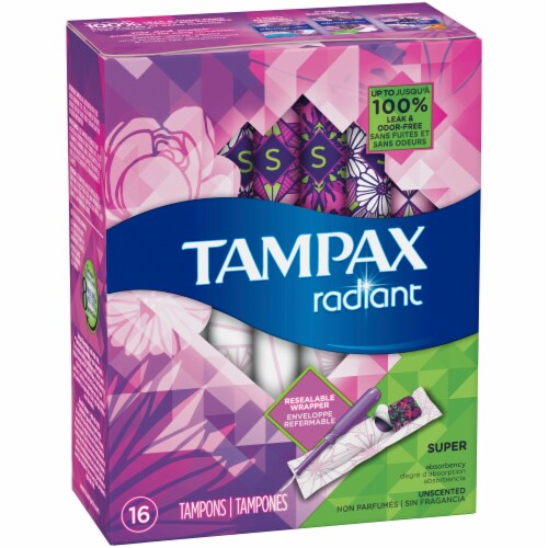 Tampax Radiant Super Unscented Tampons Perspective: left