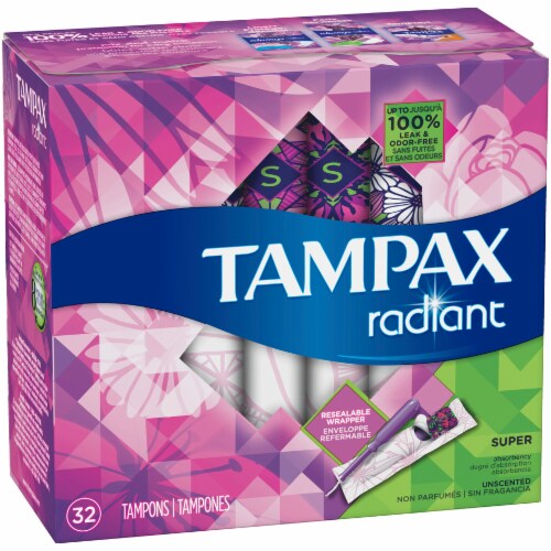 Tampax Radiant Super Unscented Tampons Perspective: left