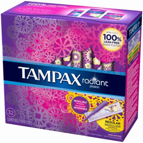 Tampax Radiant Regular Unscented Tampons Perspective: left