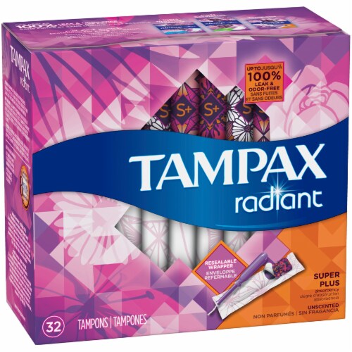 Tampax Radiant Super Plus Unscented Tampons Perspective: left