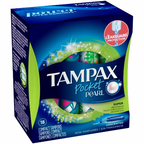 Tampax Pearl Pocket Unscented Super Tampons Perspective: left