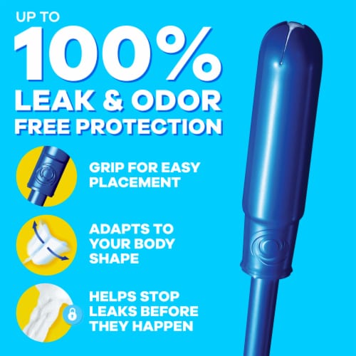 Tampax Pearl LeakGuard Protection Tampons Regular Absorbency Unscented Perspective: left