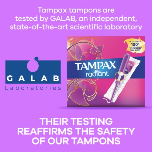 Tampax Radiant LeakGuard Protection Tampons Super Absorbency Unscented Perspective: left