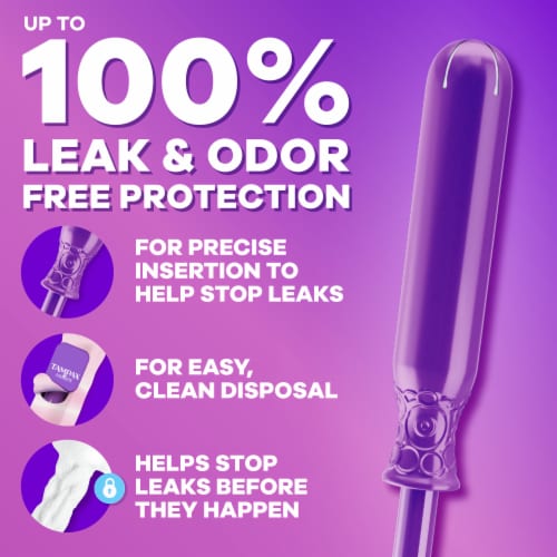 Tampax Radiant LeakGuard Protection Tampons Trio Pack Regular/Super/Super Plus Absorbency Unscented Perspective: left
