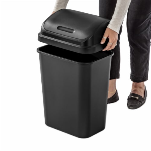 Sterilite Plastic SwingTop Trash Can - Black Perspective: left