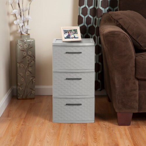 Sterilite 3 Drawer Weave Tower Drawers - Cement Perspective: left