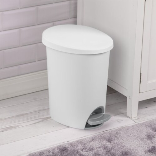 STERILITE 2.6 GALLON ULTRA STEP-ON WASTEBASKET - WHITE Perspective: left