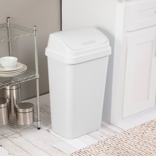 Sterillite Swingtop Trash Can Perspective: left
