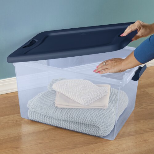 Sterilite Latch Box - Pale Blue / Marine Blue Perspective: left
