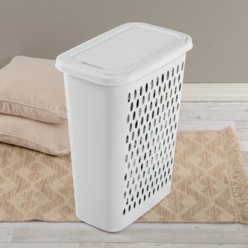 Sterilite Plastic Slim Laundry Hamper - White Perspective: left