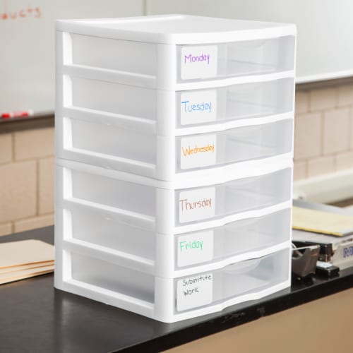 Sterilite 3-Drawer Plastic Storage Unit - White Perspective: left