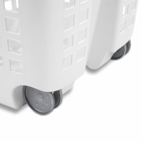 Sterilite Wheeled Laundry Basket - White Perspective: left