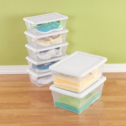 Sterilite 12 Quart Plastic Storage Box - White Perspective: left