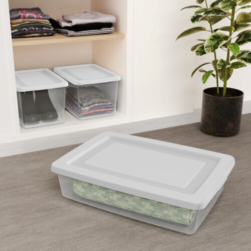 Sterilite 28 Quart Plastic Storage Box - White Perspective: left