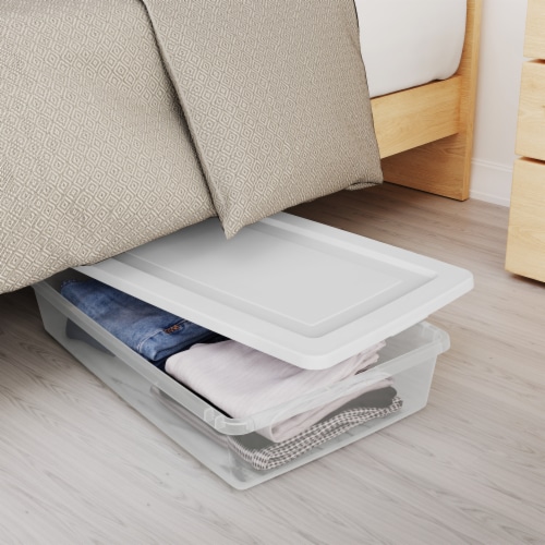 Sterilite 41 Quart Plastic Storage Box - White Perspective: left