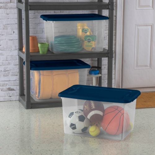 Sterilite 64 Qt Latching Plastic Storage Container Tote, Crisp