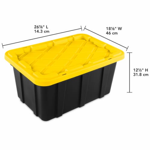 Sterilite Industrial Tote - Black w/Yellow Lid Perspective: left