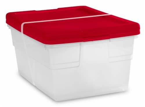 Sterilite 6-Quart Storage Box - Red Rocket/Clear Perspective: left