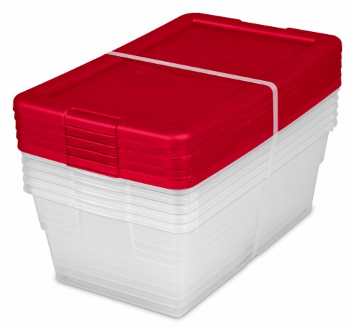 Sterilite 16-Quart Clear Storage Box with Rocket Red Lid