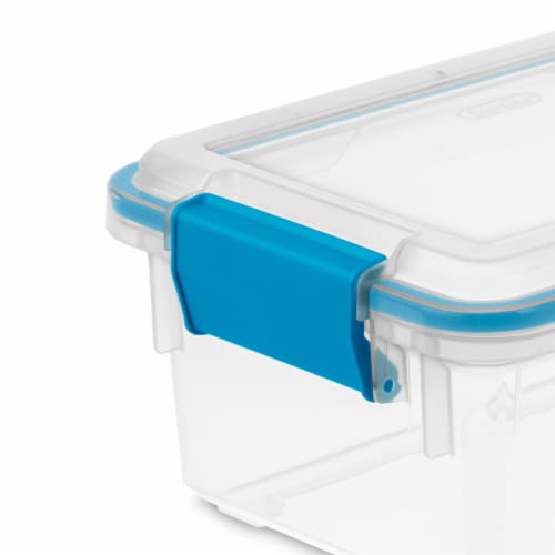 Sterilite Gasket Box - Blue Aquarium / Clear Perspective: left