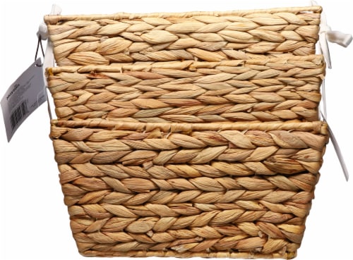 Maytex Mills Natural Havana Water Hyacinth Rectangular Tapered Basket Perspective: left
