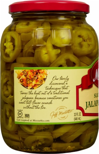 Mezzetta™ Deli-Sliced Tamed™ Jalapeno Peppers Perspective: left