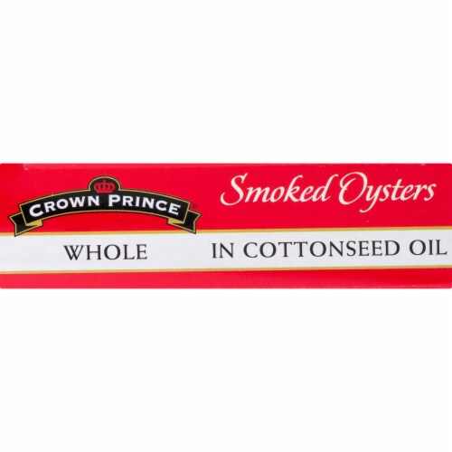 Crown Prince Smoked Oysters in Cottonseed Oil Perspective: left