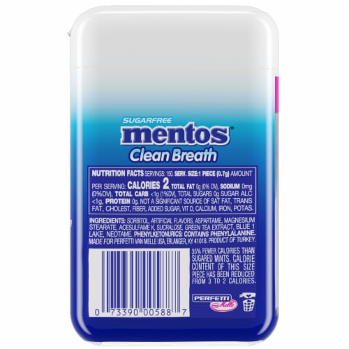 Mentos Clean Breath Peppermint Flavored Hard Mints Perspective: left