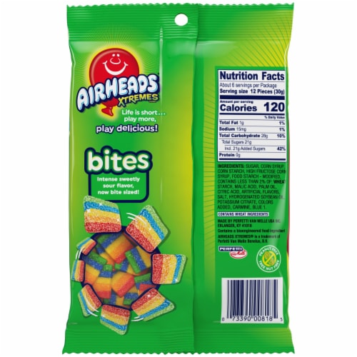 Airheads Xtremes Bites Sweetly Sour Rainbow Berry Flavored Candy Perspective: left