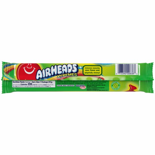 Airheads Xtremes Sweetly Sour Rainbow Berry Flavor Candy Belts Perspective: left